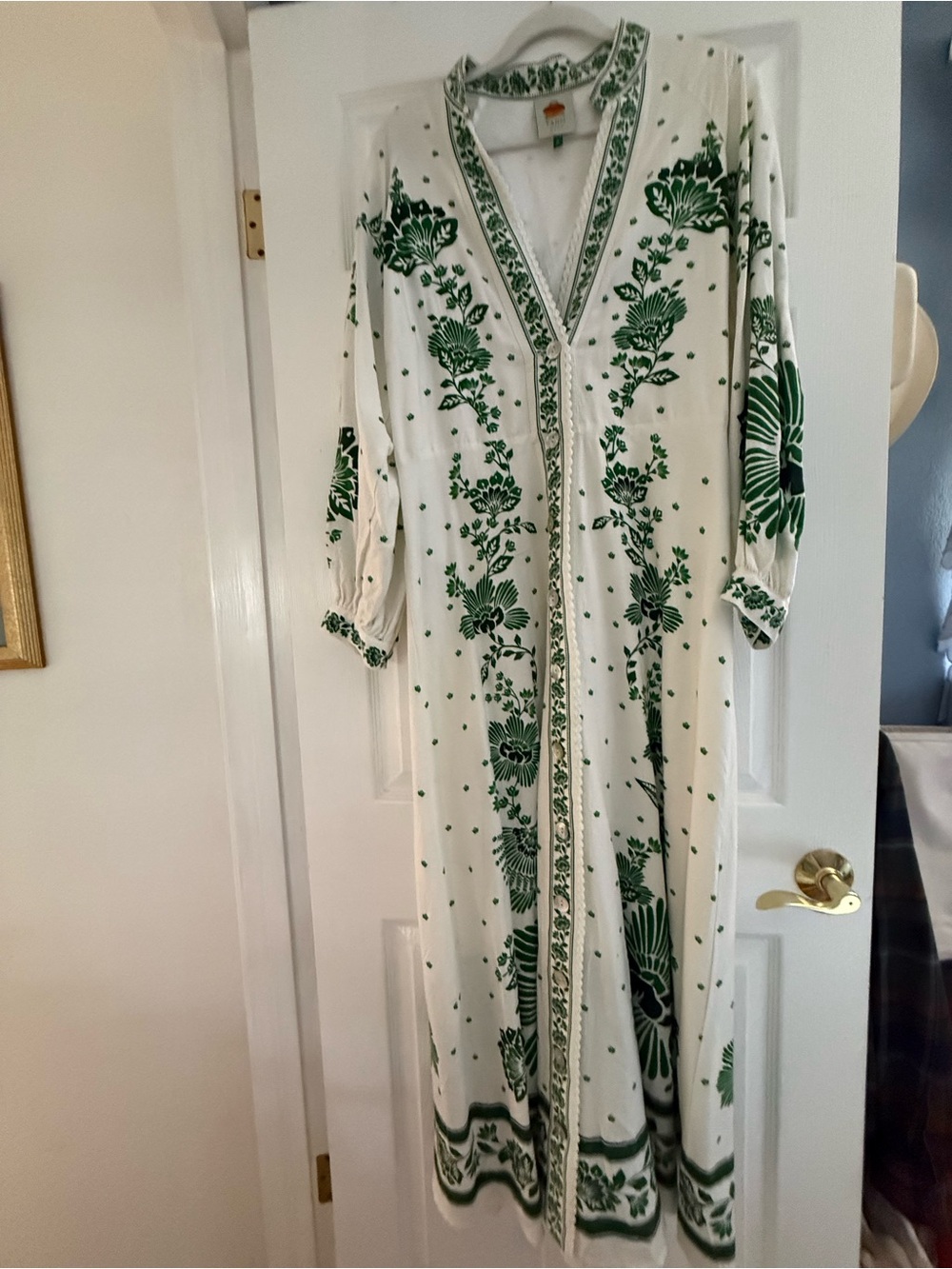 Farm Rio White Maxi Dress with Green Floral Print - Picture 3 of 9